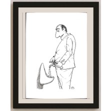 Karikatural Makhmudjon Eshonkulov 29X21CM Orijinal Karikatür BOD03196