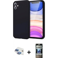 İlk El Grup Ieg™ iPhone 11 Kozmos Yansıma Özel Seri - Siyah 34D Hayalet Izgaralı Cam + Gökkuşağı Pers Alüminyum Kamera Lens
