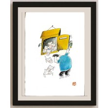 Karikatural Wang Rui Xiang 29X21CM Orijinal Karikatür BOD04113