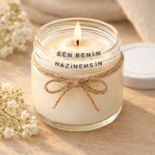 Verda Desing Sen Benim Hazinemsin Notlu Kokulu Kavanoz Mum - Özel Notlu Hediyelik Cam Mum