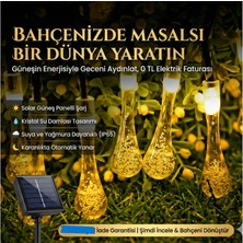 Practika 10 LED 2 Metre Sarı Kristal Su Güneş Enerjili LED Işık Solar Bahçe Ağaç Lamba Aydınlatması