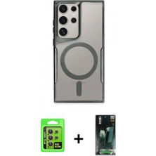 İlk El Grup Ieg™ Galaxy S24 Ultra Yadigar Klasik Özel Seri - Siyah 360 Mat Full Body Arka Koruyucu + Sarı Raze Metal Kamera Lens