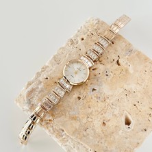 Vesce Atelier Tetra Gold Taşlı Kordon Beyaz