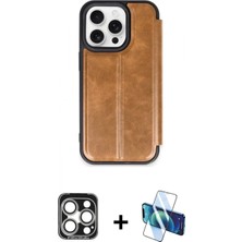 İlk El Grup Ieg™ iPhone 15 Pro Max Zirve Yansıma Serisi - Siyah 3D Antistatik Cam Ekran Koruyucu + Gümüş Pvd Metal Kamera Lens