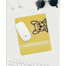 Hobishop Sevimli Köpek Desenli Mousepad – Sarı Zemin Kaymaz Tabanlı Mouse Pad