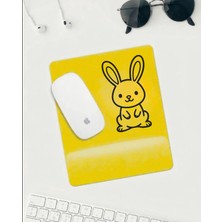Hobishop Sevimli Tavşan Desenli Mousepad –sarı Zemin Kaymaz Tabanlı Mouse Pad
