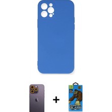 İlk El Grup Ieg™ iPhone 12 Pro Max Ahenk Serisi - Siyah 18D Cam Ekran Koruyucu + Sarı Neon Fosforlu Kamera Lens