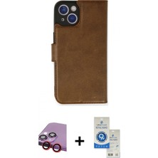 İlk El Grup Ieg™ iPhone 14 Siluet Işık Serisi - Şeffaf Royal Nano Ekran Koruyucu + Kırmızı Raze Metal Kamera Lens