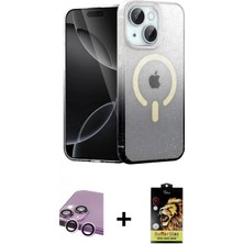 İlk El Grup Ieg™ iPhone 14 Eksen Minimal Özel Seri - Siyah Buffer Cam Ekran Koruyucu + Mor Raze Metal Kamera Lens