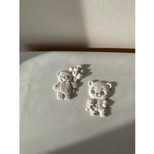 CEG Art Gallery Taş Boyama Seti - 2'li Sevimli Ayıcık Seti - 1 Adet Fırça + 3 Renk Boya + 2 Adet Mıknatıs