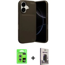 İlk El Grup Ieg™ iPhone 17 Eksen Form Prime - Siyah Bilvis Hayalet Cam Ekran Koruyucu + Gümüş Raze Metal Kamera Lens