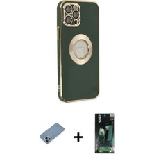 İlk El Grup Ieg™ iPhone 12 Pro Max Iz Form Serisi - Şeffaf 360 Full Body Arka Koruyucu + Gökkuşağı Shine Kamera Lens Koruma Cam