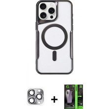 İlk El Grup Ieg™ iPhone 16 Pro Max Yadigar Klasik Özel Seri - Şeffaf 360 Full Body Arka Koruyucu + Gri Pers Alüminyum Kamera Lens