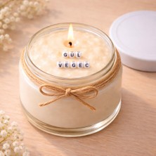 Verda Desing Gül ve Geç Notlu Kokulu Kavanoz Mum - Özel Notlu Hediyelik Cam Mum