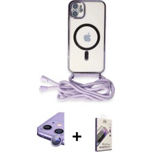 İlk El Grup Ieg™ iPhone 11 Eksen Özel Seri - Siyah Bilvis 3D Mat Cam Ekran Koruyucu + Mor Raze Metal Kamera Lens