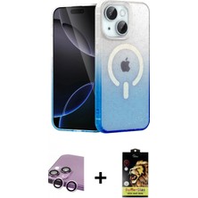 İlk El Grup Ieg™ iPhone 14 Eksen Minimal Özel Seri - Siyah Buffer Cam Ekran Koruyucu + Mor Raze Metal Kamera Lens