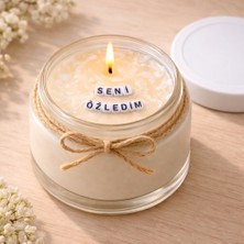 Verda Desing Seni Özledim Notlu Kokulu Kavanoz Mum - Özel Notlu Hediyelik Cam Mum