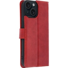 Colezium Iphone 15 Trend S Plus Kapaklı Kılıf - Kırmızı