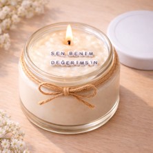 Verda Desing Sen Benim Değerimsin Notlu Kokulu Kavanoz Mum - Özel Notlu Hediyelik Cam Mum