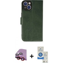 İlk El Grup Ieg™ iPhone 14 Siluet Işık Serisi - Şeffaf Royal Nano Ekran Koruyucu + Kırmızı Raze Metal Kamera Lens