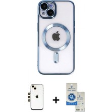 İlk El Grup Ieg™ iPhone 14 Nova Işık Özel Seri - Şeffaf Royal Nano Ekran Koruyucu + Gold Shine Kamera Lens