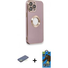 İlk El Grup Ieg™ iPhone 13 Pro Max Iz Form Serisi - Siyah 18D Cam Ekran Koruyucu + Yeşil Renkli Kamera Lens Koruma Cam
