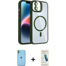 İlk El Grup Ieg™ iPhone 11 Yadigar Asil Koleksiyonu - Şeffaf Pasifik Cam Ekran Koruyucu + Yeşil Neon Fosforlu Kamera Lens