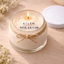 Verda Desing Ailem Her Şeyim Notlu Kokulu Kavanoz Mum - Özel Notlu Hediyelik Cam Mum