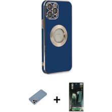 İlk El Grup Ieg™ iPhone 12 Pro Max Iz Form Serisi - Şeffaf 360 Full Body Arka Koruyucu + Gökkuşağı Shine Kamera Lens Koruma Cam