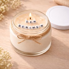 Verda Desing Sen Benimsin Notlu Kokulu Kavanoz Mum - Özel Notlu Hediyelik Cam Mum