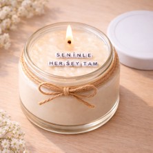 Verda Desing Seninle Her Şey Tam Notlu Kokulu Kavanoz Mum - Özel Notlu Hediyelik Cam Mum
