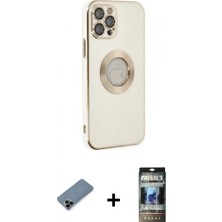 İlk El Grup Ieg™ iPhone 12 Pro Iz Form Serisi - Siyah 34D Hayalet Izgaralı Cam + Siyah Shine Kamera Lens Koruma Cam