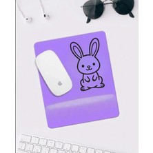 Hobishop Sevimli Tavşan Desenli Mousepad – Mor Zemin Kaymaz Tabanlı Mouse Pad