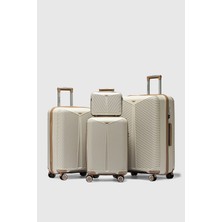 Mypolo Bilbao 4'lü Valiz Seti: Kırılmaz Pp Makyaj+Kabin+Orta+Büyük Boy, Şifreli, 360° Döner Tekerlek