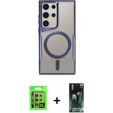 İlk El Grup Ieg™ Galaxy S24 Ultra Yadigar Klasik Özel Seri - Siyah 360 Mat Full Body Arka Koruyucu + Sarı Raze Metal Kamera Lens