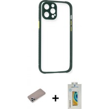 İlk El Grup Ieg™ iPhone 12 Pro Max Nova Asil Özel Seri - Siyah Polymer Nano Ekran Koruyucu + Sierra Blue Shine Kamera Lens Koruma Cam
