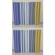 MRC Tekstil Lüks 1.sınıf Su Geçirmez Mavi Beyaz Balkon Perdesi Üst Kornişli Yan ve Alt Bağcıklı