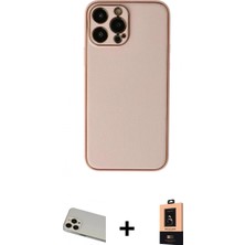 İlk El Grup Ieg™ iPhone 13 Pro Max Yadigar Klasik - Şeffaf Maxco Cam Ekran Koruyucu + Rose Gold Rainbow Kamera Lens Koruma Cam
