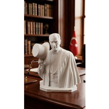 Marchen Collection Atatürk Boyalı Şapkalı Büst Figür - 3D Baskı Dekoratif Heykel