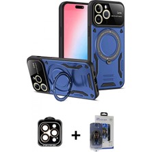 İlk El Grup Ieg™ iPhone 15 Pro Max Kıvılcım Modern Serisi - Siyah Vanessa Magic Cam + Turuncu Pvd Metal Kamera Lens