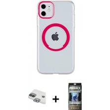 İlk El Grup Ieg™ iPhone 11 Pusula Form - Siyah 34D Hayalet Izgaralı Cam + Yeşil Pers Alüminyum Kamera Lens