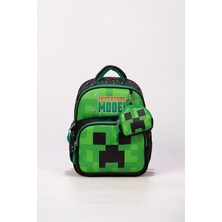 Jasfur Minecraft Anaokulu Çantası Yeşil - Siyah Kreş ve Okul Öncesi Sırt Çantası Erkek Çocuk Okul Çantası