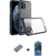 İlk El Grup Ieg™ iPhone 11 Pro Max Nova Asil Özel Seri - Siyah 18D Cam Ekran Koruyucu + Gümüş Metal Kamera Lens Koruma Cam