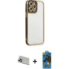 İlk El Grup Ieg™ iPhone 13 Pro Max Çekirdek Klasik Serisi - Siyah 18D Cam Ekran Koruyucu + Mor Rainbow Kamera Lens Koruma Cam