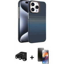 İlk El Grup Ieg™ iPhone 15 Pro Max Doruk Serisi - Siyah 3D Antistatik Mat Seramik Nano Ekran Koruyucu + Siyah Raze Metal Kamera Lens