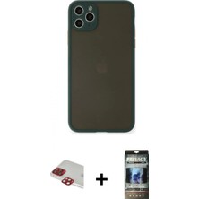 İlk El Grup Ieg™ iPhone 11 Pro Max Ahenk Çizgi Serisi - Siyah 34D Hayalet Izgaralı Cam + Kırmızı Pers Alüminyum Kamera Lens