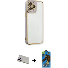 İlk El Grup Ieg™ iPhone 13 Pro Max Çekirdek Klasik Serisi - Siyah 18D Cam Ekran Koruyucu + Mor Rainbow Kamera Lens Koruma Cam