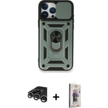 İlk El Grup Ieg™ iPhone 15 Pro Ahenk Klasik - Siyah Bilvis 3D Cam Ekran Koruyucu + Gümüş Raze Metal Kamera Lens
