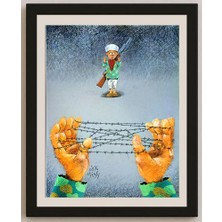 Karikatural Yoshiaki Yokota 36X26CM Orijinal Karikatür BOD04691