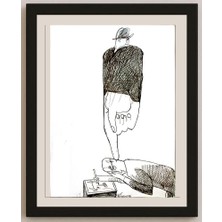 Karikatural Baniasadi Mohammad Ali 29X21CM Orijinal Karikatür BOD04737